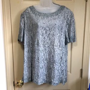 Gray Lace & Bead Blouse by Candlelight& Champagne